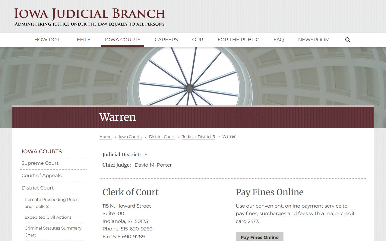 Warren County District Court records after jail arrest